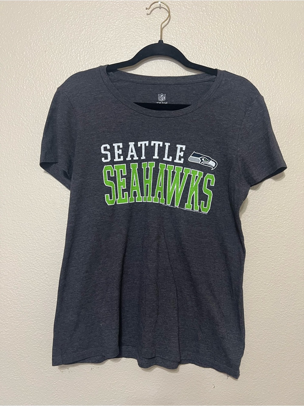 NFL Seattle Seahawks Dark Gray Tee with Neon Green Logo